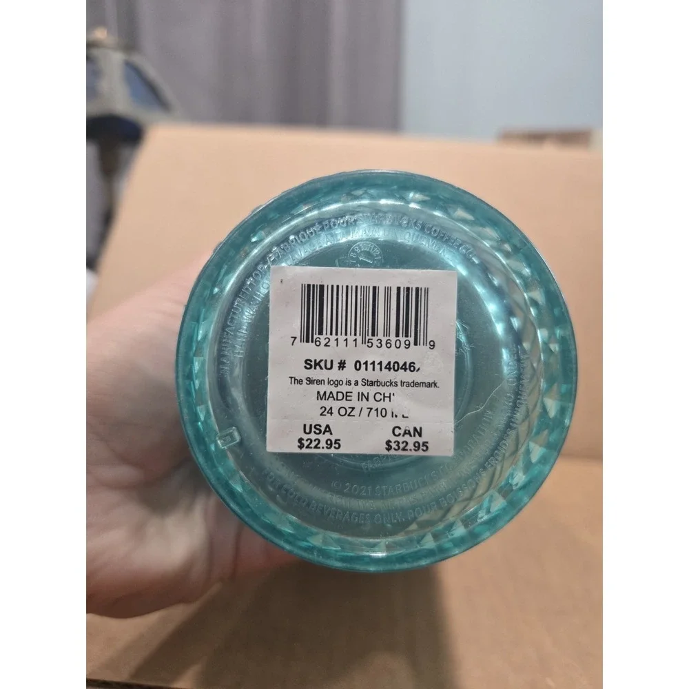 Starbucks Teal Studded Tumbler Cup 24 oz Venti Cold Cup With Lid No Straw